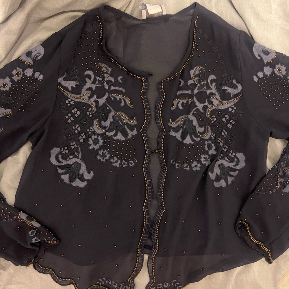 Soft Surroundings Beaded Mesh Cardigan